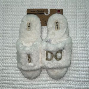 Women's Dearfoams "I Do" Faux-Fur Bridal Slide Slippers - Size XL (11-12)